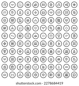 100 team building icons set. Outline illustration of 100 team building icons vector set isolated on white background