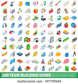100 team building icons set in isometric 3d style for any design vector illustration