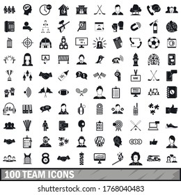 100 team icons set in simple style for any design vector illustration