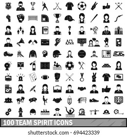 100 team spirit icons set in simple style for any design vector illustration