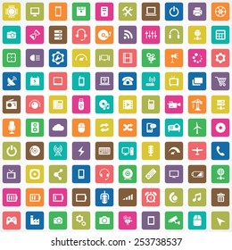 100 technology icons, universal set 