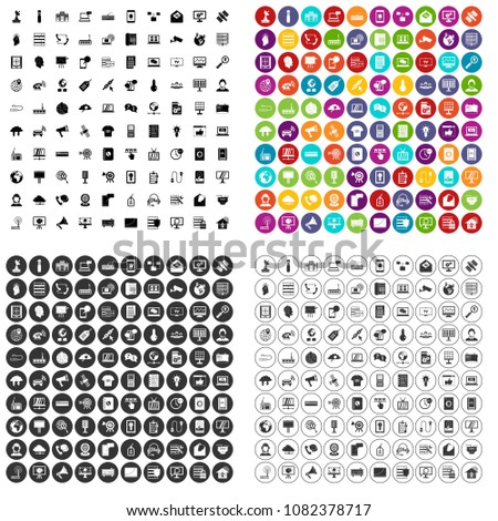 100 telecommunication icons set vector in 4 variant for any web design isolated on white