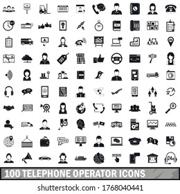 100 telephone operator icons set in simple style for any design vector illustration