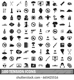 100 tension icons set in simple style for any design vector illustration