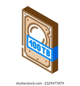 100 terabyte hard drive future technology isometric icon vector. 100 terabyte hard drive future technology sign. isolated symbol illustration