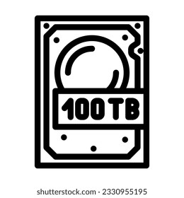 100 terabyte hard drive future technology line icon vector. 100 terabyte hard drive future technology sign. isolated contour symbol black illustration