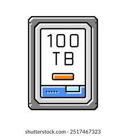 100 terabyte hard drive future technology color icon vector. 100 terabyte hard drive future technology sign. isolated symbol illustration