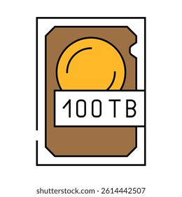 100 terabyte hard drive future technology line icon vector. 100 terabyte hard drive future technology sign. isolated symbol illustration