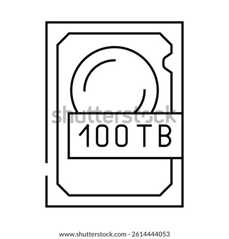 100 terabyte hard drive future technology line icon vector. 100 terabyte hard drive future technology sign. isolated contour symbol black illustration