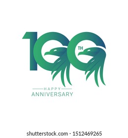 100 th Anniversary Bird Model Vector Template Design Illustration