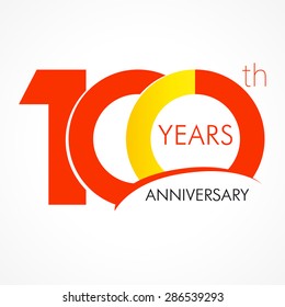 100 th anniversary numbers. 100 years old logotype. Simple congrats. Isolated abstract graphic web design template. Creative digits. 100% percent quality label. Modern congratulation concept.