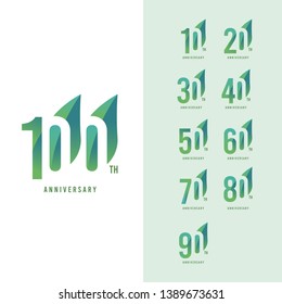 100 th Anniversary Set Logo Vector Template Design Illustration