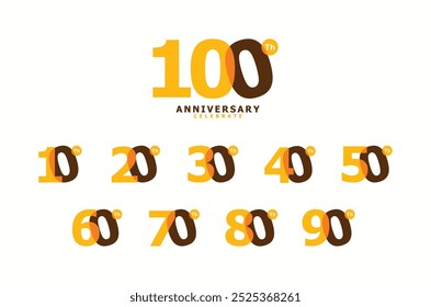100 O Divertido Número Aniversário Celebração Design Ilustração Coleção