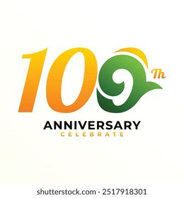 100. Modern Anniversary Celebration Number Design Collection Grün