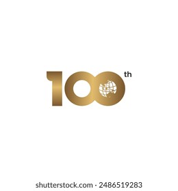 100., 100 Jahre, 100 Logo Jubiläum mit Globus und Goldfarbe