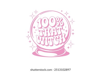 100 % que bruxa retro bruxa bruxa Tipografia T design camisa