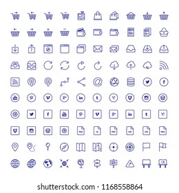 100 Thin Business Icon Set. Flat icon set