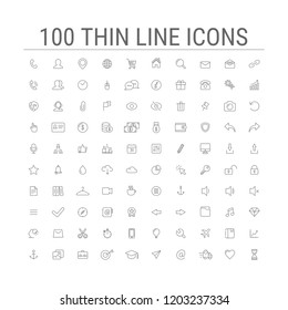 100 thin line icons