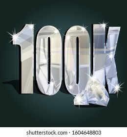 100 thousand followers or subscribers icon with diamond texture.Vector illustration.