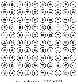 100 thunderstorm icons set in simple style for any design vector illustration