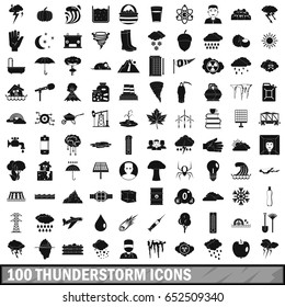 100 thunderstorm icons set in simple style for any design vector illustration