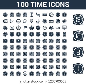 100 Time universal icons set with Time, 