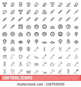 100 tool icons set. Outline illustration of 100 tool icons vector set isolated on white background