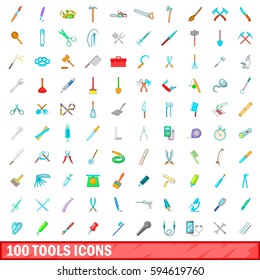 100 tools icons set in cartoon style for any design vector illustration