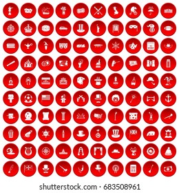 100 top hat icons set red