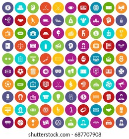 100 totalizator icons set in different colors circle isolated vector illustration
