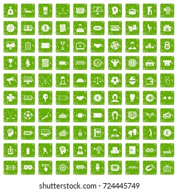 100 totalizator icons set in grunge style green color isolated on white background vector illustration