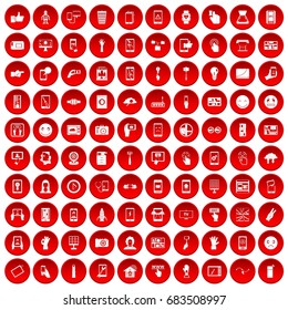 100 touch screen icons set red