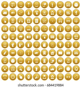 100 touch screen icons set gold