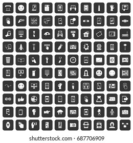 100 touch screen icons set in black color isolated vector illustration