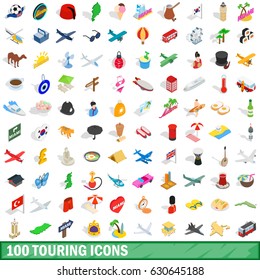 100 touring icons set in isometric 3d style for any design vector illustration