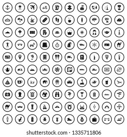 100 tourism icons set in simple style for any design vector illustration