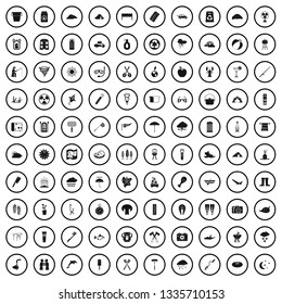 100 tourist camp icons set in simple style for any design vector illustration