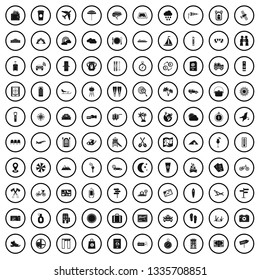 100 tourist trip icons set in simple style for any design vector illustration