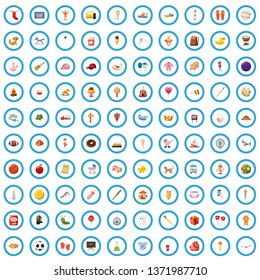 100 toy for kids icons set in cartoon style for any design vector illustration