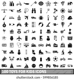 100 toys for kids icons set in simple style for any design vector illustration