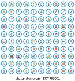 100 trade exhibition icons set. Cartoon illustration of 100 trade exhibition vector icons isolated on white background