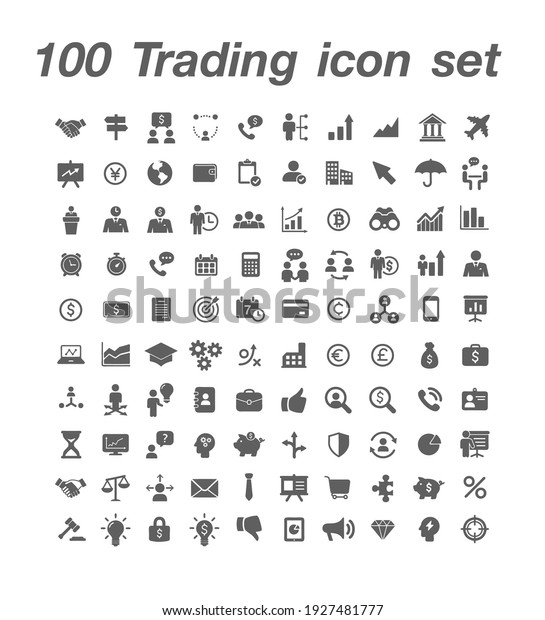 100 Trading Icon Set Vector Stock Vector (Royalty Free) 1927481777 ...