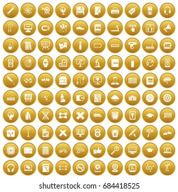 100 training icons set gold