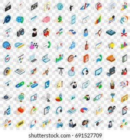 100 training icons set in isometric 3d style for any design vector illustration