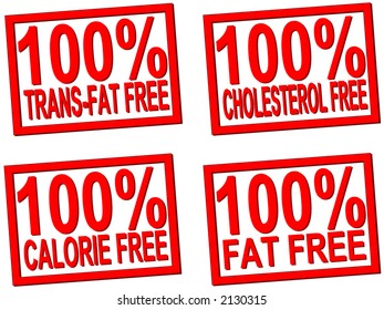100% trans-fat, cholesterol, fat, calorie  free transparent stamps for food photos