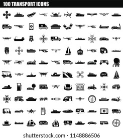 100 transport icon set. Simple set of 100 transport vector icons for web design isolated on white background