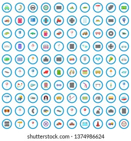 100 transport and road icons set in cartoon style for any design vector illustration
