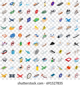 100 transportation icons set in isometric 3d style for any design vector illustration