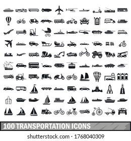 100 transportation icons set in simple style for any design vector illustration