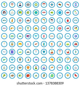 100 travel icons set in cartoon style for any design vector illustration